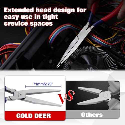 7 Inch Long Flat Nose Pliers Smooth Jaw Extended Head Duckbill Pliers Clamping Bending Precision Jewelry Making Hand Tools Beading Hobby Work Craft Supplies Dip Plastic Handle