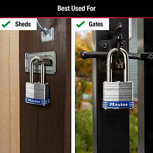 Master Lock 3QLF Outdoor Padlock with Key, 4 Pack Keyed-Alike