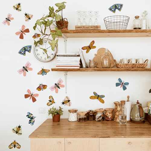 Watercolor Butterfly Wall Decals Peel and Stick, Wall Stickers for Girls Room, Boho Butterfly
