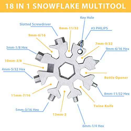 6 Packs Snowflake Multi Tool,18 in 1 Snowflake Multitool,Snowflake Wrench/Bottle Opener/Screwdriver Kit, Stainless Steel Portable Star Tool for Christmas Great Gifts