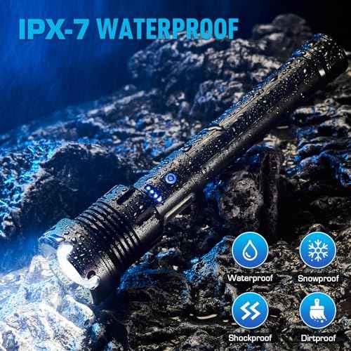 ANKRA 90000 High Lumens Flashlights Rechargeable with COB Work Light Super Bright LED Flashlight Zoomable&14 Modes &Waterproof Tactical Flashlight for Emergencies,Camping,Hiking,Outdoor,Indoor