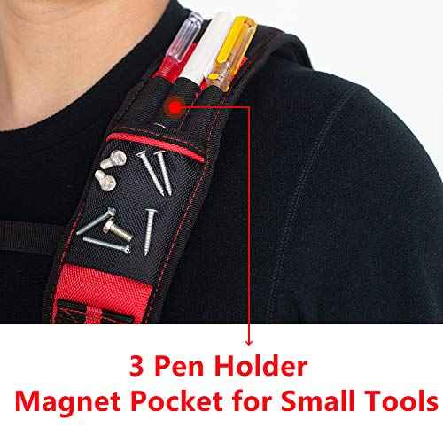 AISENIN Tool Belt Suspenders Construction Work Suspenders with Magnet Pocket, Large Moveable Phone Holder, Pencil Holder