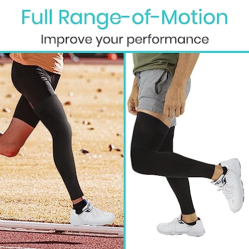 Vive Full Leg Compression Sleeves for Men & Women (Pair) - Knee, Calf, & Thigh Support Brace Wrap for Basketball, Football, Wrestling - Footless Long Running Accessories for Shin Splints (Small)