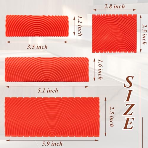 4 Piece Wood Grain Tool Wood Grain Tool Texture Pattern Wood Grain Painting Tool with Handle Rubber Wood Grain Roller Natural Woodgrain Maker for DIY Wall Room Art Decoration