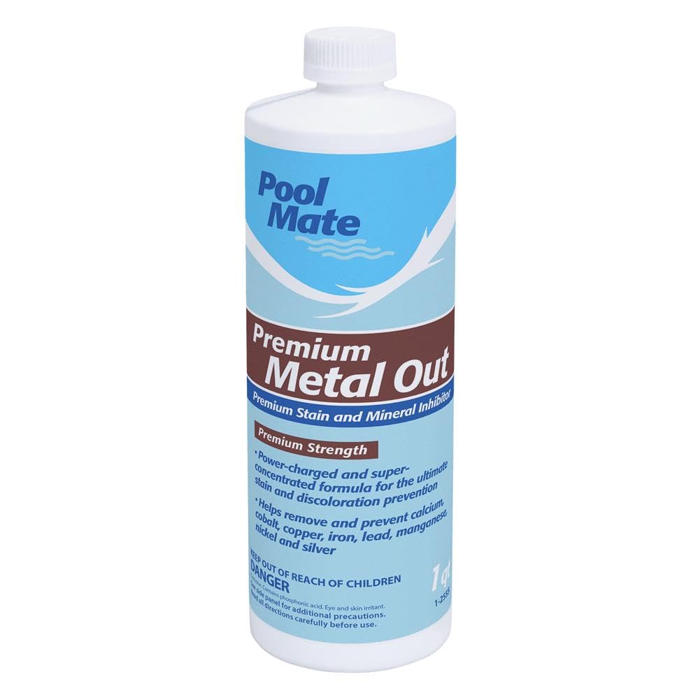 Pool Mate 1-Quart 4-Pack Premium Metal Out Stain and Mineral Inhibitor, Pool Metal Remover, Stain Remover, Made in USA
