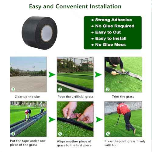Double Sided Artificial Grass Turf Tape 2 Packs 2 Inch x 16.5 Feet Strong Viscosity Self Adhesive Grass Rug Tape Artificial Turf Seaming Tape for Lawn Garden Turf Tape (2)