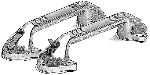 16.5inch Suction Bath Grab Bar with Indicators, Balance Assist Bathroom Shower Handle, Silver/Grey（Pack of 2）