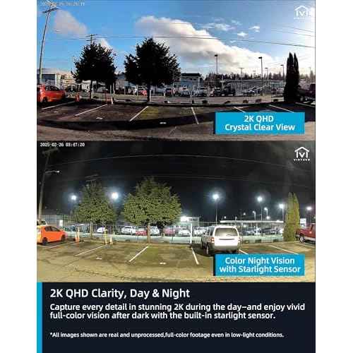 virtavo SolarFlask 2K Solar Security Cameras Wireless Outdoor, Starlight Lens, Color Night Vision, PIR Motion Detection, Battery-Powered, 2-Way Audio, Weatherproof, Cloud/SD Storage, 2.4GHz WiFi