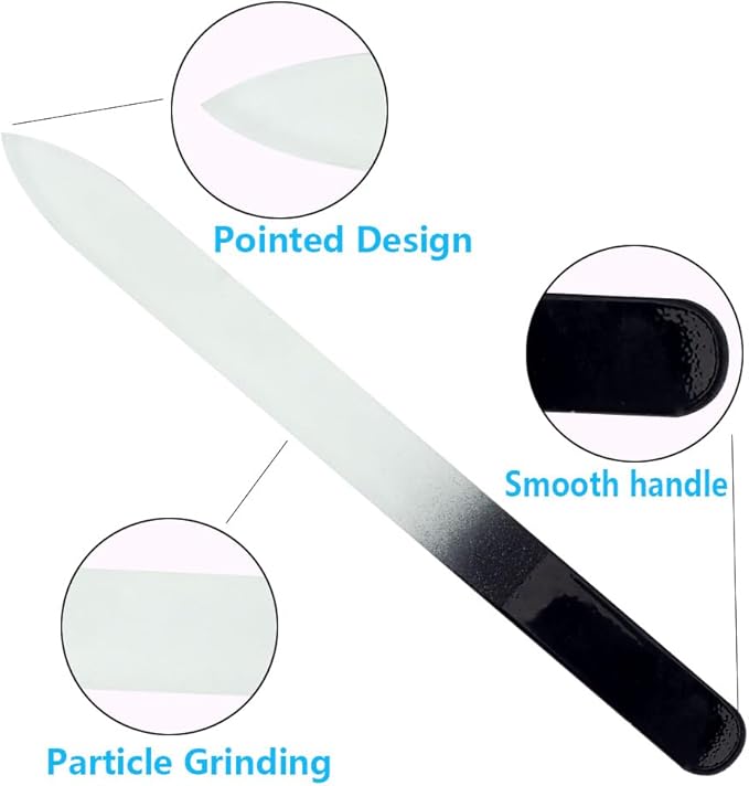 3 Pack Glass Nail Files with Case, Ultra Quality Professional Fingernail Files, Double Sided Premium Nail Filer for Natural, Pedicure, Artificial, Fake Nails