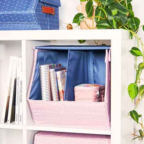 Erin Condren Collapsible Storage Organizer - Store, Organize & Pack Your Essnetials - Removable Dividers With Magentic Closure - Lilac, Medium
