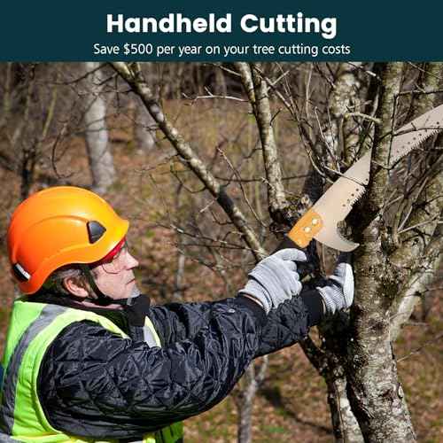 Manual Pole Saws for Tree Trimming 27 FT, [Ultra Sturdy] Tree Trimmers Long Handle Pruner with Thickened Saw Blade and Scissor, Palm Tree Trimmer for Backyard and Garden, Branch Cutter Pole Saw