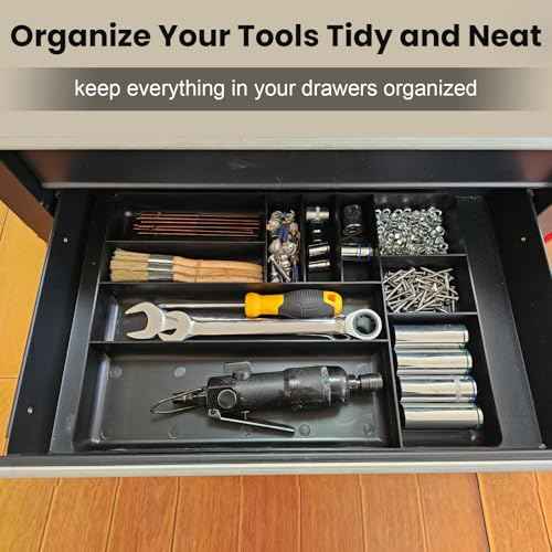 10-Compartments Tool Organizer Tray, Tool Drawer Organizer Tray, Tool Box Organizer, Stackable Toolbox Organization Holder for Small Parts, Bolts and Batteries (2, Black)