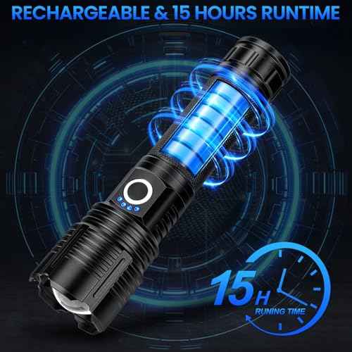 2 Pack Flashlight Rechargeable 99,000 High Lumen, Super Bright Rechargeable Flashlights for Home, 15H Long Life LED Flash Light with 5 Light Modes, IPX7 Waterproof for Outdoor, Camping