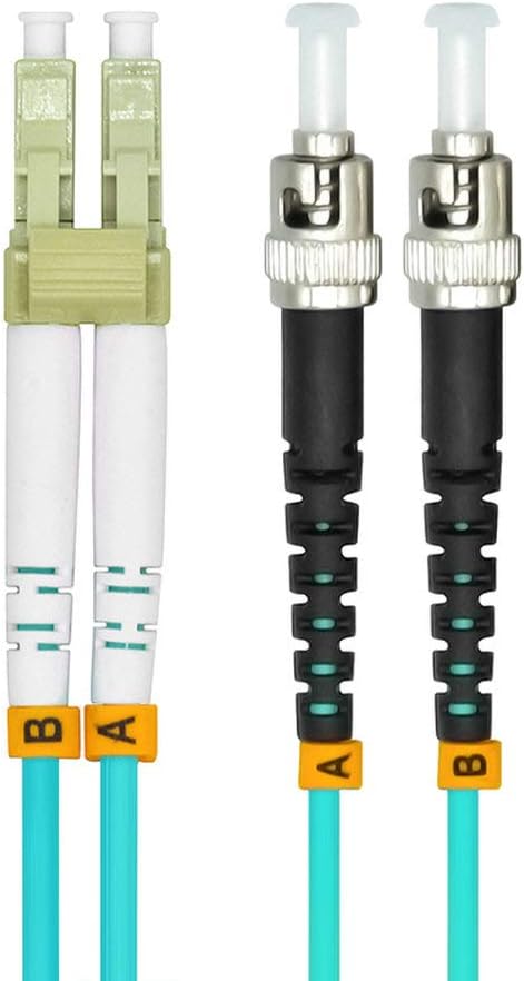 Jeirdus 15Meters 49ft LC to ST Duplex 50/125 10G OM3 Multi-Mode Fiber Optic Cable Jumper Optical Patch Cord LC-ST