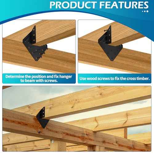 Hurricane Ties for Rafter, 48 Pack Hurricane Straps,Black Powder Coating Roof Brackets Fit 2X Truss to Rafter Connector,Joist Hangers,Hurricane Clips