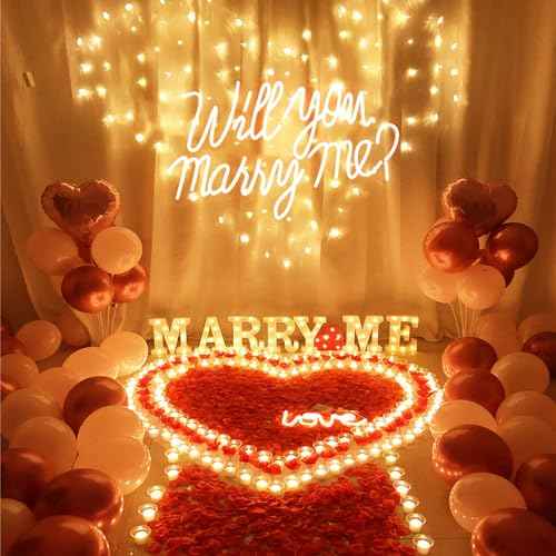 Will You Marry Me Neon Sign, Super Large Size 21.7x13.8 Inch Neon letter Signs for Wall Room Backdrop Decoration (warm white)