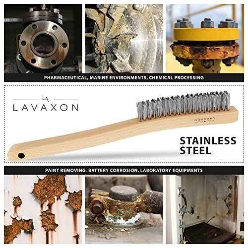Wire Brush Set-Heavy Duty Stainless & Carbon Steel Bristles with Wood Handle Grip for Rust, Wielding Slag, Dirt & Paint Scrubbing with Deep Cleaning ? 14 Inches (Pack of 2)