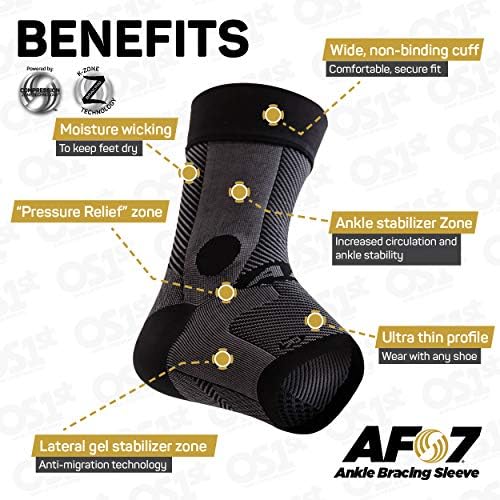 OS1st AF7 Ankle Bracing Sleeve Helps stabilize weak Ankles, Assist with Inversion sprains, Relieve Achilles tendonitis