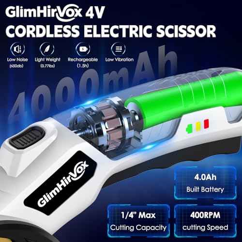 Electric Box Cutter for Cardboard, 4.2V Cordless Electric Scissors up to 1/4¡±, Cordless Cardboard Cutter with 2 Titanium Blades, with Safety Lock & LED, for Fabric, Leather, Plastic, Carpet