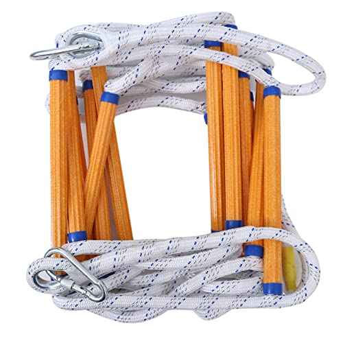 Rope Ladder,16 Feet Emergency Fire Escape Ladders Flame Resistant Safety Rope Ladder with Hooks,Fast to Deploy Sturdy and Strong Portable and Reusable 2 Story,Weight Capacity up to 2000 Pounds