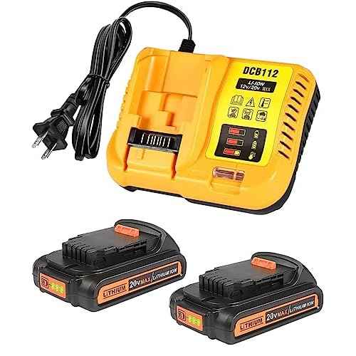 2Pack 3.0Ah Replacement for Dewalt 20V Battery with DCB112 Charger