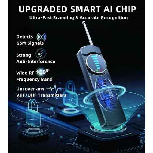 Hidden Camera Detector, Portable Anti-Spy Device, RF Signal Scanner, GPS Tracker & Bug Detector with Anti-Theft Alarm Mode for Hotels, Travel, Home & Office Privacy Protection Tool