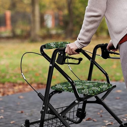 LedBack Saint Patrick's Day Walker Accessories Comfy Walker Seat and Backrest Covers Green Hearted Decorations Soft Dust Cover for Seniors in Assisted Living 2 Piece Walker Seat Cover Set