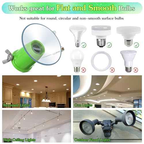 Tellingyou Light Bulb Changer for High Ceilings and Recessed Lights, Suction Cup Light Bulb Changer Compatible with DocaPole and Other Standard Threaded Extension Pole (Pole Not Included)
