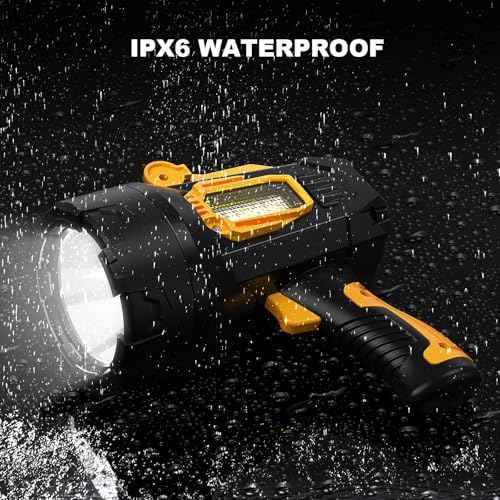 LBE Rechargeable Spotlight, Super Bright 90,000 Lumens Led Flashlight Handheld Spot Lights Outdoor with Cob Light, 10000?Ah Long Lasting Large Spotlight for Hunting Boating Camping