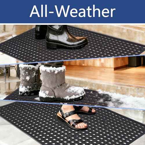 Outdoor Rubber Mat Kitchen Anti-Fatigue Floor Mats (24"" x 36"") Restaurant Bar Floor Mat New Rubber Non Slip Drainage Mat Black
