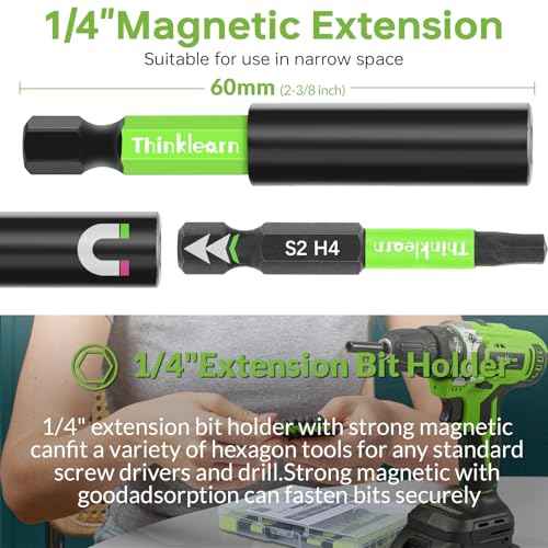 Impact Hex Head Bit Set, Allen Wrench Drill Bit Set 20pcs (Metric&SAE), Allen Socket Sets, 1/4¡± Hex-Shank S2 Steel Hex Bits Set with 2.3" Extension Bit Holder, CNC Machined Tips with Magnetism