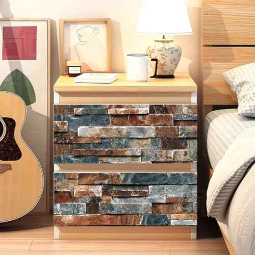 CAX Stone Peel and Stick Wallpaper Faux Stone Wallpaper 17.5" X 120" Brick Contact Paper Self-Adhesive Stones Peel and Stick Wallpapers Rustic Wall Paper for Living Room Kitchen Backsplash Fireplace