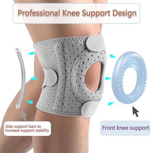 2Pcs Wellknee Knee Brace, Knee Brace for Women Men Adjustable Knees Support, Patellar Pad Realign Knee Joint, Adjustable Tendon Support Sleeve Brace, Knee Support for Running Hiking and Sports (Black,Large)