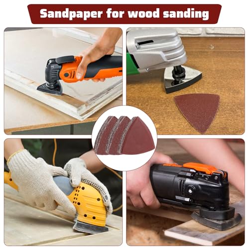 55Pcs Oscillating Tool Sanding Pad Triangle Sanding Pads Set 60/80/100/120/240 Multitool Sandpaper, Grit Fit for Finishing Wood Sanding Plaster