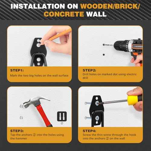 Steel Garage Storage Hooks, 16-Pack, Heavy Duty Wall Mount Hooks for Bike, Ladder, Garden Tools, Anti-Slip Coating