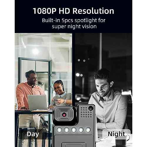 64G Body Camera with Video Recording, 1080P HD Police Body Worn Cam with 180¡Æ Rotatable Lens, Night Vision, and 6 Hours Battery Life for Daily Records, Delivery/Serving Jobs