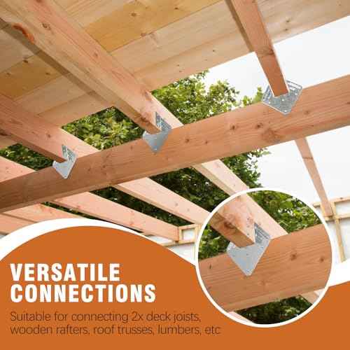 50 Pack 16-Gauge Hurricane Ties for Rafter, Heavy Duty Hurricane Straps, Robust Hot Dip Galvanized Rafter Ties Brackets, Joist Hangers for 2X Deck Joists
