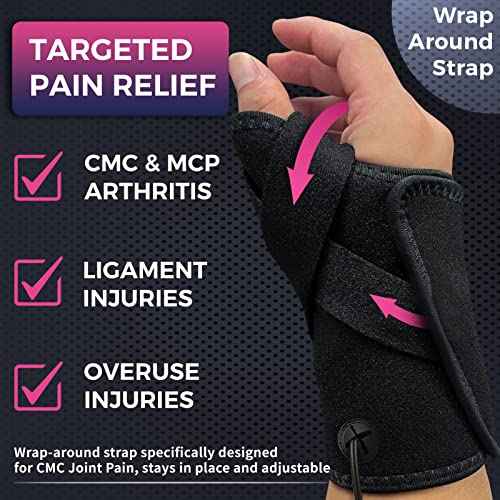 Hand Heating Pad for CMC Joint Thumb Arthritis, Heated Wrap Brace Splint Provides Support and Compression for Right Left Hand. Helps Men Women with Carpal Tunnel Relief, Wrist Pain, Tendonitis