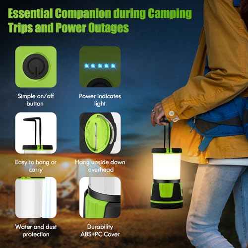 Rechargeable Camping Lantern 3000 Lumens ? LED Flashlight with 5 Modes, IP54 Waterproof, 7500mAh Battery, Portable Bright Light for Power Outages, Emergencies, Hurricanes & Hiking