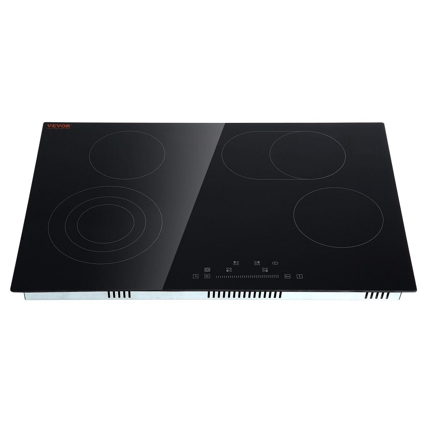 VEVOR Built in Electric Stove Top, 30 inch 4 Burners Ceramic Cooktop, 240V Glass Radiant Cooktop with Sensor Touch Control, Timer & Child Lock Included, 9 Power Levels for Simmer Steam Slow Cook Fry