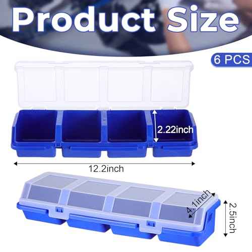 6 Packs Screw Organizer Box with Lids, Nuts and Bolts Parts Organizers and Storage, 4 Compartments Plastic Hardware Screw Toolbox Case for Garage Nails Craft Tool Organizing(Blue)