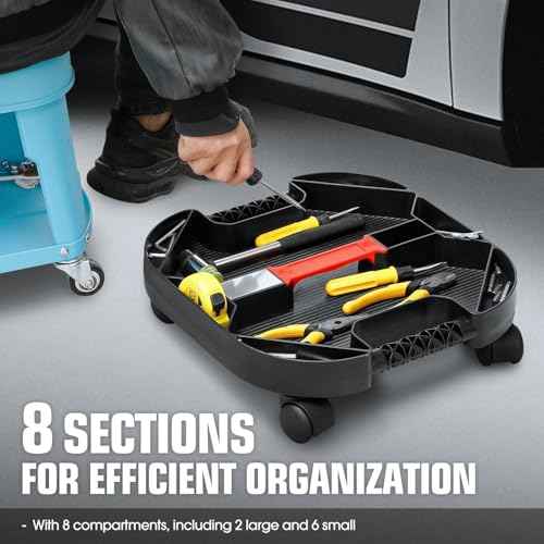 DNA MOTORING Tool Creeper Rolling Caddy Tray, Moving Tool Tray with 4 Swivel Casters for Automotive, Mechanics, DIY Enthusiasts, and garages, 30 lbs Load Capacity, TOOLS-00764