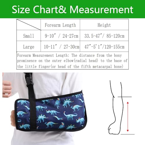Kids Arm Sling for Boys with Dinosaur Print – Adjustable Fracture Support Sling for Stable Injuries, Post-Surgery & Recovery (Dinosaur, Large)