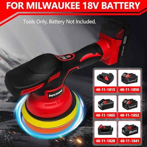 Cordless Car Buffer Polisher for Milwaukee 18V Battery, 6 Inch Portable Orbital Buffer Polisher Kit, 8 Variable Speed Car Polisher for Car Detailing/Polishing/Waxing (Battery Not Include)