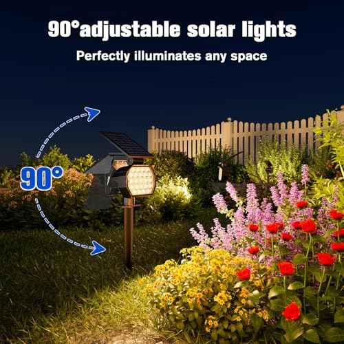APONUO Solar Spot Lights Outdoor Waterproof 8 Pack IP67,23 LED 3 Lighting Modes Solar Landscape Lights Outdoor for Yard Garden Pathway(Warm White)