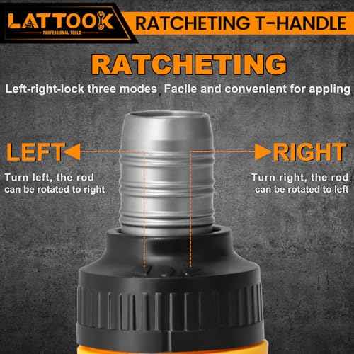 T Handle Ratchet Driver, LATTOOK 1/4¡± Ratcheting Bit Driver T Handle with Adjustable Extension, Non-slip Material, Screwdriver Handle for Holding Bits