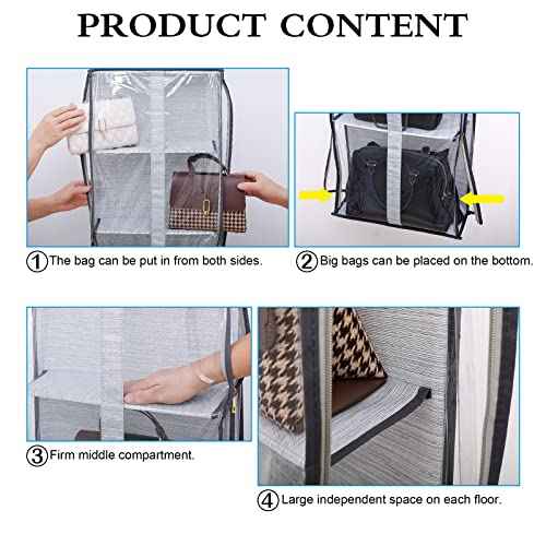 Purse organizer for closet, Easy Access Wardrobe Tote Bag Purse Storage Holder Over The Door Space Saving Shelf Pocket for Bedrooms Living Room