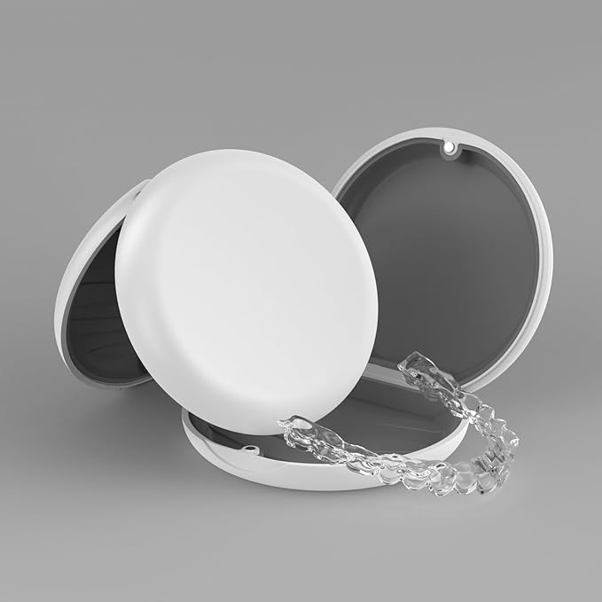 2 Pack Retainer Case, Compatible with Invisalign, Orthodontic Aligner Case with Removal Tool and Brush, White