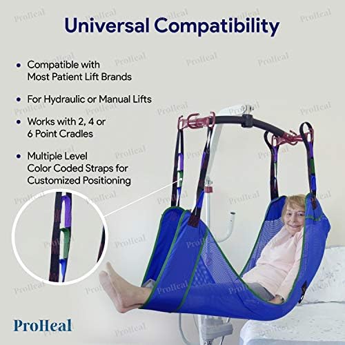 ProHeal Universal Full Body Lift Sling, Large, 56" x 41.5" - Solid Fabric Polyester Slings for Patient Lifts - Compatible with Hoyer, Invacare, McKesson, Drive, Lumex, Joerns and More