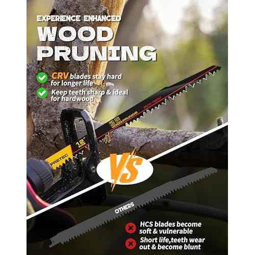 Wood Pruning Reciprocating Saw Blades, 12 Inch Pruning Blades for Reciprocating Saw, High Carbon Steel Reciprocal Saw Blades for Tree Trimming, Wood Cutting with Organizer Case, (10 Pack/5TPI)